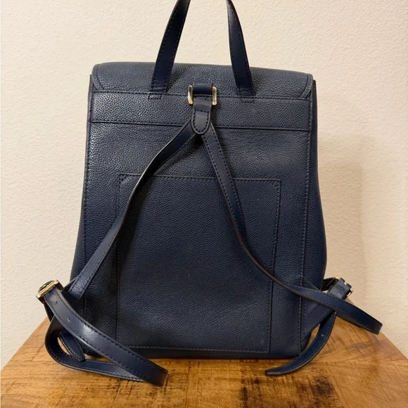 Michael Kors Dark Blue Hayes Backpack with Gold Lock - Picture 3 of 7